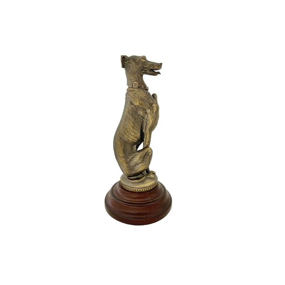 Dog Figurine Metal Greyhound Whippet on Rotate Wooden Base Vintage Decor - Picture 5 of 7